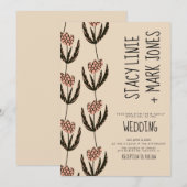 Elegante Blütenhandzeichnung Extravaganter Script- Einladung (Vorne/Hinten)