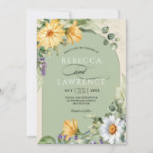 Elegante Blütenhochzeit Einladung (Vorderseite)
