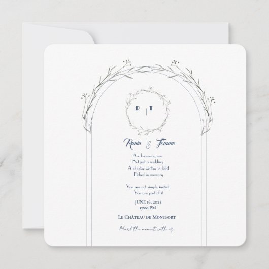 Elegante Blütenkarte Save the Date - flache Hochze (Vorderseite)