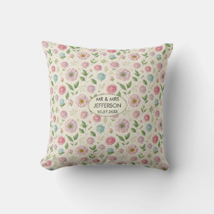 Elegante Blütenpastel - individueller Hochzeitdatu Kissen