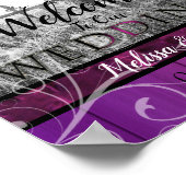 Elegante Blütenpflaume & Schwarze Hochzeit Begrüßu Poster (Ecke)