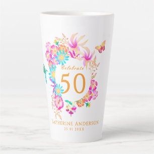 Elegante Blütenpracht zum 50. Geburtstag Milchtasse