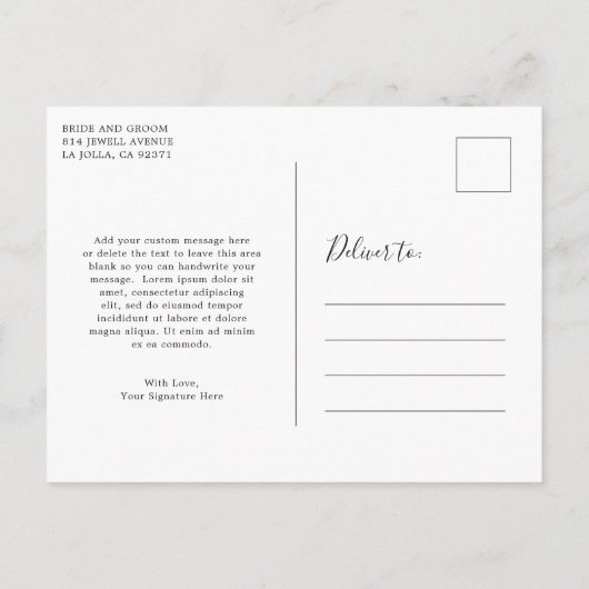 Elegante Blütenrosa Hochzeit retten Datum Ankündigungspostkarte (Rückseite)