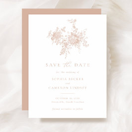Elegante Blütenrosa Hochzeit retten Datum Einladung
