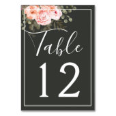 Elegante Blütenrot Rosa Botanische Moderne Hochzei Tischnummer (Vorderseite)