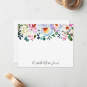 Elegante Blütenrot Rosa Wasserfarbenpeony Mitteilungskarte (Vorderseite/Rückseite Beispiel)