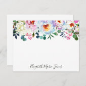 Elegante Blütenrot Rosa Wasserfarbenpeony Mitteilungskarte (Vorne/Hinten)