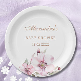 Elegante Blütenrot Rosen Babydusche Pappteller