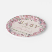 Elegante Blütenspitzen im Blütenbaby-Duschraum Pappteller (Schrägansicht)