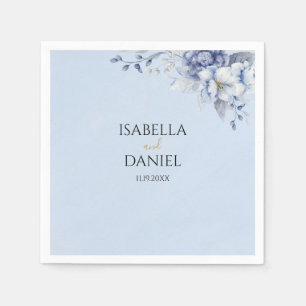 Elegante Blütenstaub Blue Powder Blue Wedding Serviette