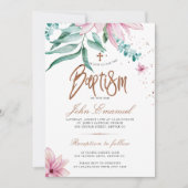 Elegante Blütentaufe in Aquarellfarben Einladung (Vorderseite)