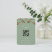 Elegante Boda de grúa de papel verde Begleitkarte (Stehend Vorderseite)