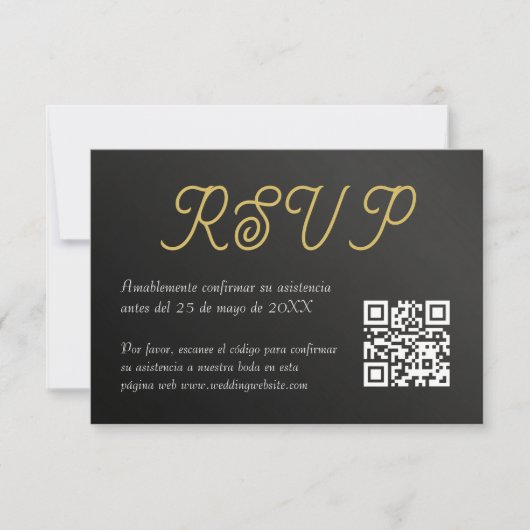 Elegante Boda de Rosas QR Code RSVP Card Mitteilungskarte (Vorderseite)