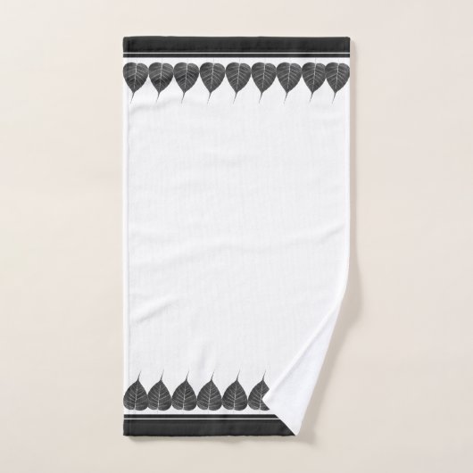 Elegante Bodhi-Blätter über Schwarz-Weiß-Schatten Badhandtuch Set (Handtuch)