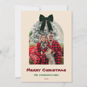 Elegante Bogen-Familien-Weihnachtsfoto Feiertagskarte