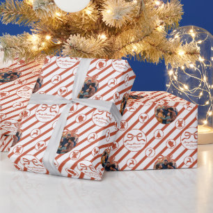Elegante Bogen-Familienfoto Weihnachten - Rot Geschenkpapier