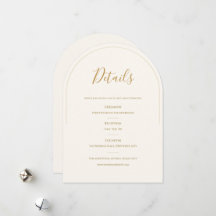 Elegante Bogen-Hochzeits-Detailkarte | Minimalisti