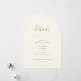 Elegante Bogen-Hochzeits-Detailkarte | Minimalisti Feiertagskarte
