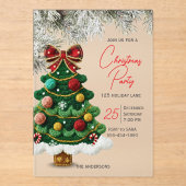 Elegante Bogen-Weihnachtsbaum-Party Acryleinladungen (Vorderseite)