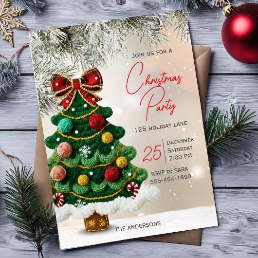 Elegante Bogen-Weihnachtsbaum-Party  Einladung
