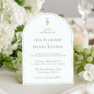 Elegante Bogenförmige Hochzeit in Salbeigrün und B Einladung