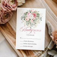 Elegante Bohemian-Rosé-Blumen-Goldene Hochzeits-RS