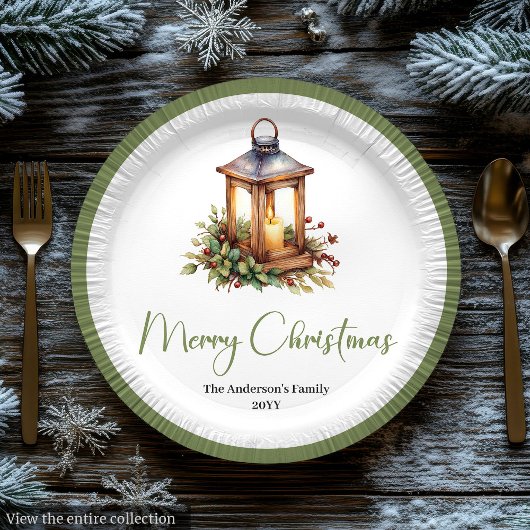 Elegante Bohemian-Rustic-Christmas-Laternen-Teller Pappteller