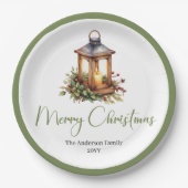 Elegante Bohemian-Rustic-Christmas-Laternen-Teller Pappteller (Vorderseite)