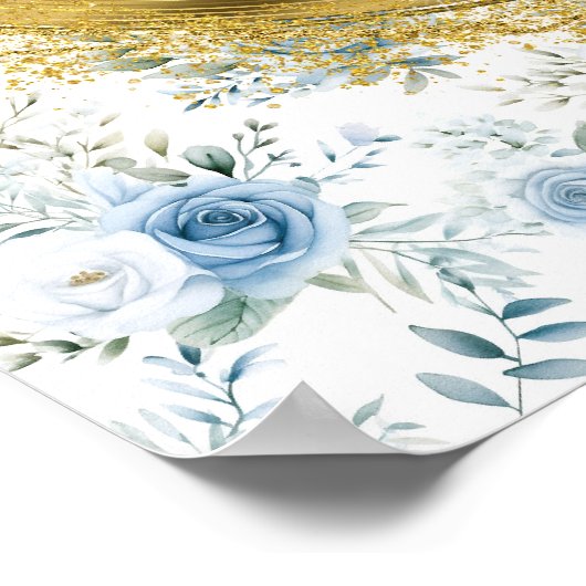 Elegante Bohemisch Light Blue Gold Hochzeit kunden Poster (Ecke)