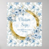 Elegante Bohemisch Light Blue Gold Hochzeit kunden Poster (Vorne)