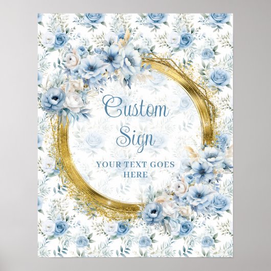 Elegante Bohemisch Light Blue Gold Hochzeit kunden Poster (Vorne)