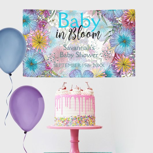 Elegante Bohemische Blume Baby in Bloom Banner