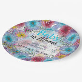 Elegante Bohemische Blume Baby in Bloom Pappteller (Schrägansicht)