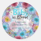 Elegante Bohemische Blume Baby in Bloom Runder Aufkleber (Vorderseite)
