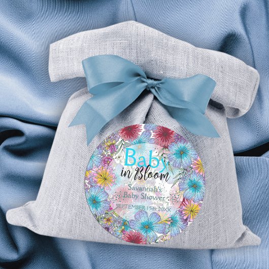 Elegante Bohemische Blume Baby in Bloom Runder Aufkleber