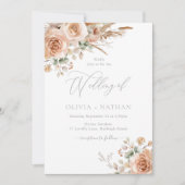 Elegante Bohemische Blume Moderne Hochzeit Einladung (Vorderseite)