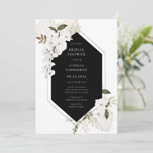 Elegante Bohemische Blumendusche Einladung (Stehend Vorderseite)
