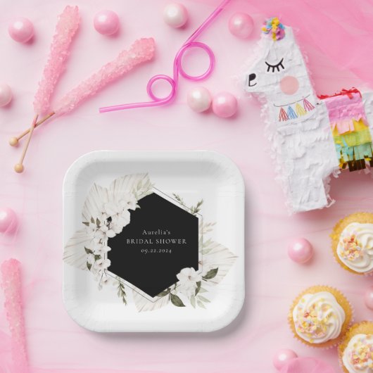 Elegante Bohemische Blumenpapier-Teller Pappteller (Party)