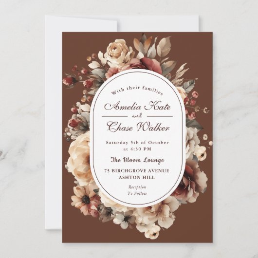 Elegante Bohemische Blumenzarge Einladung (Vorderseite)