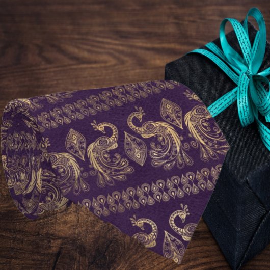 Elegante Bohemische Boho Rose Gold Peacock Lila Krawatte