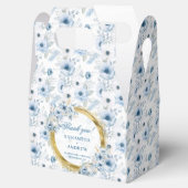 Elegante Bohemische Dusty Blue Gold Gastgeschenk H Geschenkschachtel (Geöffnet)