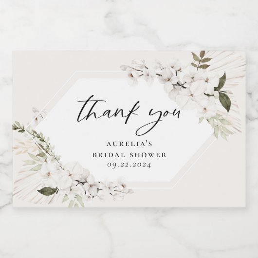 Elegante Bohemische Flora Danke schön Sparkling We Schaumweinetikett (Einzelnes Label)