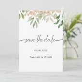 Elegante Bohemische Grüne Hochzeit Save The Date (Stehend Vorderseite)