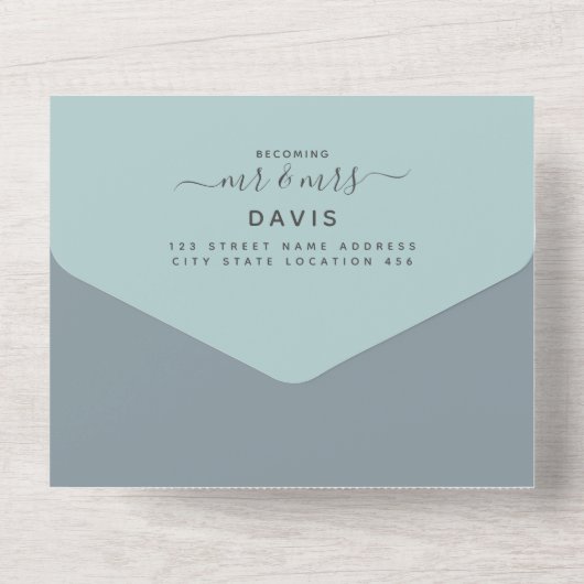 Elegante Bohemische Hochzeit am Strand All In One Einladung (Rückseite)