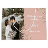 Elegante Bohemische Hochzeit in Weiß und Braun Große Geschenktüte (Vorderseite)