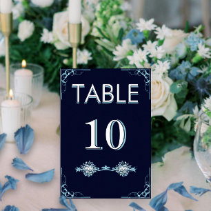 Elegante Bohemische Hochzeit von Navy & Light Blue Tischnummer