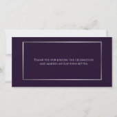 Elegante Bohemische Lila Silbermasquerade Dankeskarte (Rückseite)