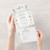 Elegante Bohemische Monogram Floral Wedding All In One Einladung (Abreißen)