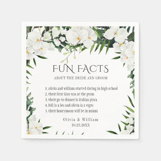 Elegante Bohemische Orchideen Hochzeit Serviette (Vorderseite)