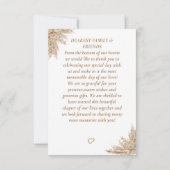 Elegante Bohemische Pampas Gras Foto Hochzeit Dankeskarte (Rückseite)